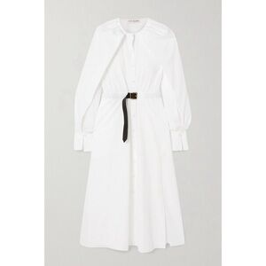 ALTUZARRA White Cotton Belted Midi Shirtdress